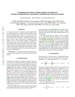 Compressed Sensing under Matrix Uncertainty: Optimum Thresholds and
  Robust Approximate Message Passing
