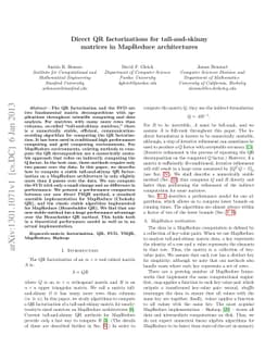 Direct QR factorizations for tall-and-skinny matrices in MapReduce
  architectures