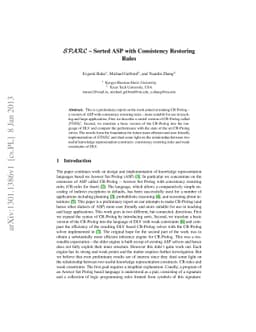 SPARC - Sorted ASP with Consistency Restoring Rules
