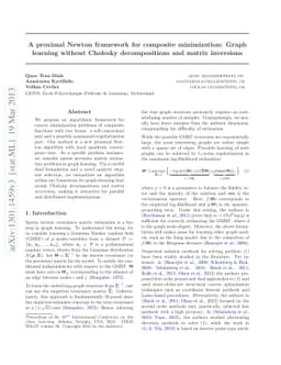 A proximal Newton framework for composite minimization: Graph learning
  without Cholesky decompositions and matrix inversions