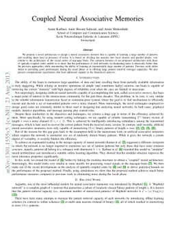 Coupled Neural Associative Memories