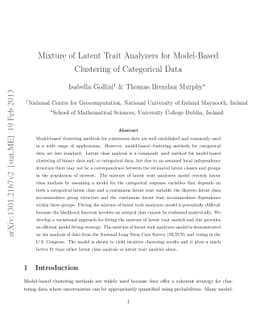 Mixture of Latent Trait Analyzers for Model-Based Clustering of
  Categorical Data
