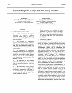 Linearity Properties of Bayes Nets with Binary Variables