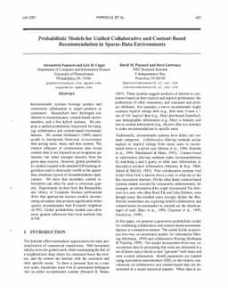 Probabilistic Models for Unified Collaborative and Content-Based
  Recommendation in Sparse-Data Environments