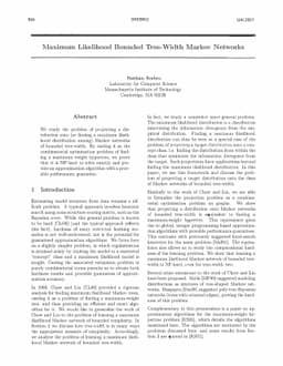 Maximum Likelihood Bounded Tree-Width Markov Networks
