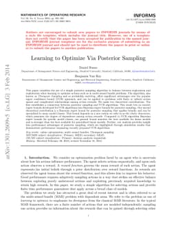 Learning to Optimize Via Posterior Sampling