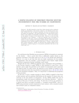 A simple example of Dirichlet process mixture inconsistency for the
  number of components