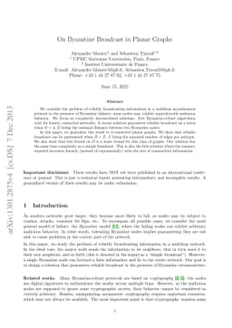 On Byzantine Broadcast in Planar Graphs
