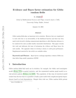 Evidence and Bayes factor estimation for Gibbs random fields