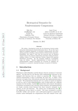 Bicategorical Semantics for Nondeterministic Computation