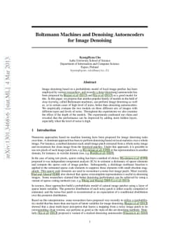 Boltzmann Machines and Denoising Autoencoders for Image Denoising