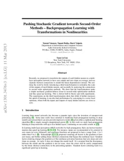 Pushing Stochastic Gradient towards Second-Order Methods --
  Backpropagation Learning with Transformations in Nonlinearities