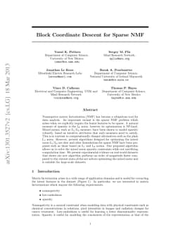 Block Coordinate Descent for Sparse NMF