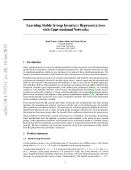Learning Stable Group Invariant Representations with Convolutional
  Networks