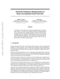 Stochastic Pooling for Regularization of Deep Convolutional Neural
  Networks