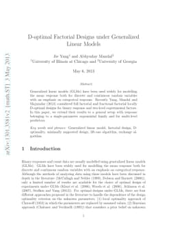 D-optimal Factorial Designs under Generalized Linear Models