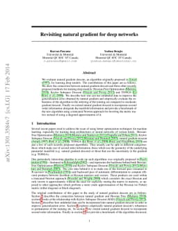 Revisiting Natural Gradient for Deep Networks