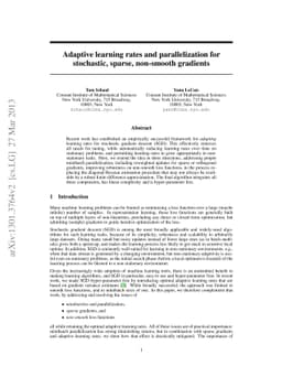 Adaptive learning rates and parallelization for stochastic, sparse,
  non-smooth gradients