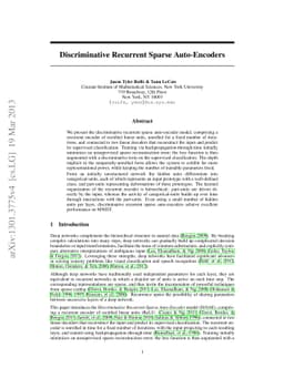 Discriminative Recurrent Sparse Auto-Encoders