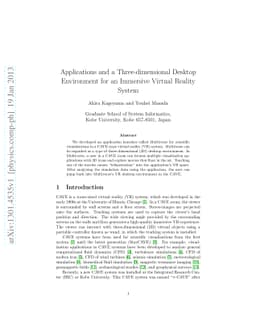 Applications and a Three-dimensional Desktop Environment for an
  Immersive Virtual Reality System