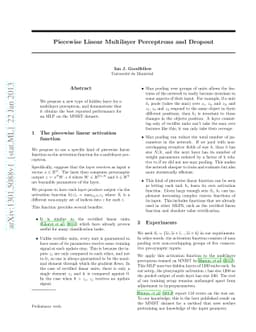 Piecewise Linear Multilayer Perceptrons and Dropout