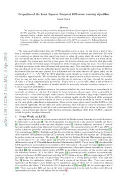 Properties of the Least Squares Temporal Difference learning algorithm