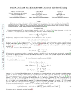 Stein COnsistent Risk Estimator (SCORE) for hard thresholding