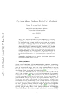 Geodesic Monte Carlo on Embedded Manifolds