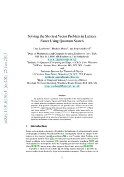 Solving the Shortest Vector Problem in Lattices Faster Using Quantum
  Search