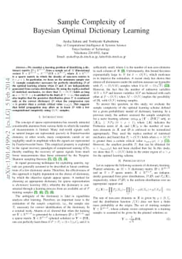 Sample Complexity of Bayesian Optimal Dictionary Learning