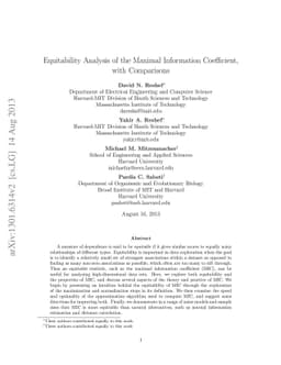 Equitability Analysis of the Maximal Information Coefficient, with
  Comparisons