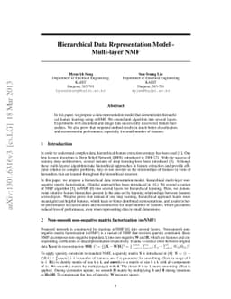 Hierarchical Data Representation Model - Multi-layer NMF