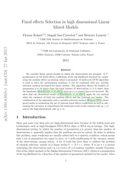 Fixed effects Selection in high dimensional Linear Mixed Models