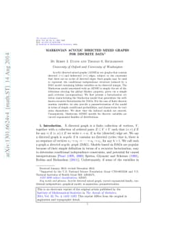 Markovian acyclic directed mixed graphs for discrete data