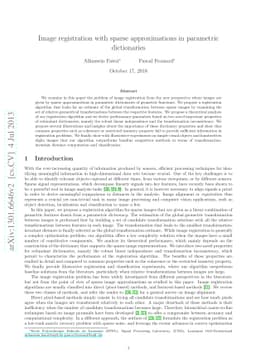 Image registration with sparse approximations in parametric dictionaries