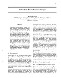 Probabilistic Latent Semantic Analysis