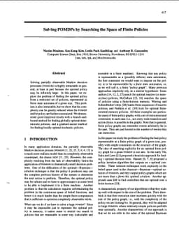 Solving POMDPs by Searching the Space of Finite Policies