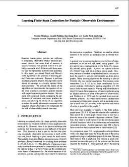 Learning Finite-State Controllers for Partially Observable Environments