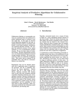 Empirical Analysis of Predictive Algorithms for Collaborative Filtering
