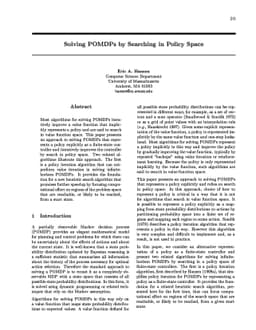 Solving POMDPs by Searching in Policy Space