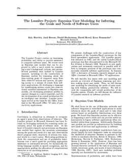 The Lumiere Project: Bayesian User Modeling for Inferring the Goals and
  Needs of Software Users