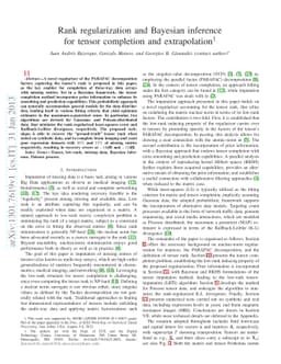 Rank regularization and Bayesian inference for tensor completion and
  extrapolation