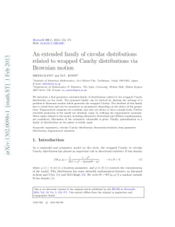 An extended family of circular distributions related to wrapped Cauchy
  distributions via Brownian motion