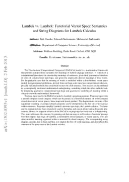Lambek vs. Lambek: Functorial Vector Space Semantics and String Diagrams
  for Lambek Calculus