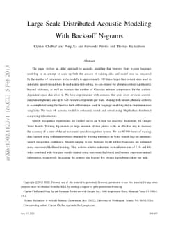 Large Scale Distributed Acoustic Modeling With Back-off N-grams