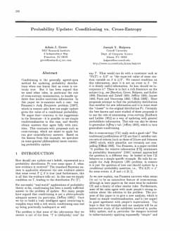 Probability Update: Conditioning vs. Cross-Entropy