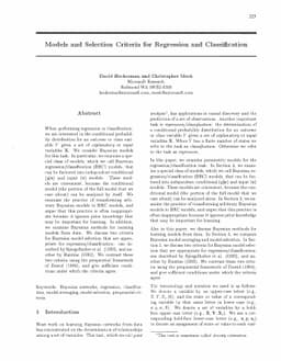 Models and Selection Criteria for Regression and Classification