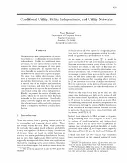 Conditional Utility, Utility Independence, and Utility Networks