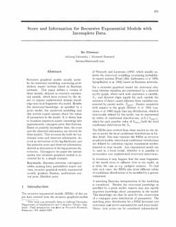 Score and Information for Recursive Exponential Models with Incomplete
  Data