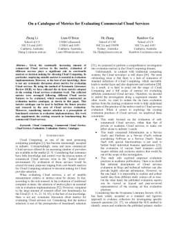 On a Catalogue of Metrics for Evaluating Commercial Cloud Services